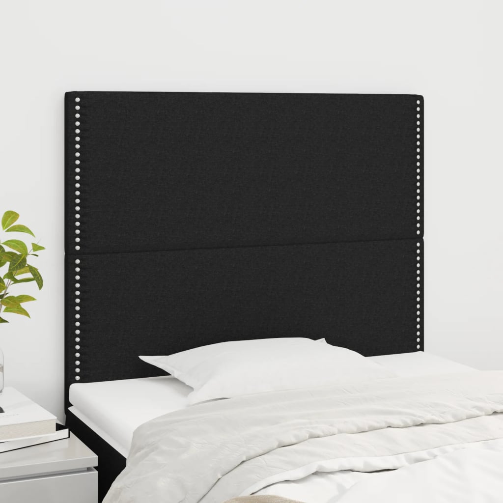 Testiera 2 Pz Nera 90x5x78/88 Cm In Tessuto