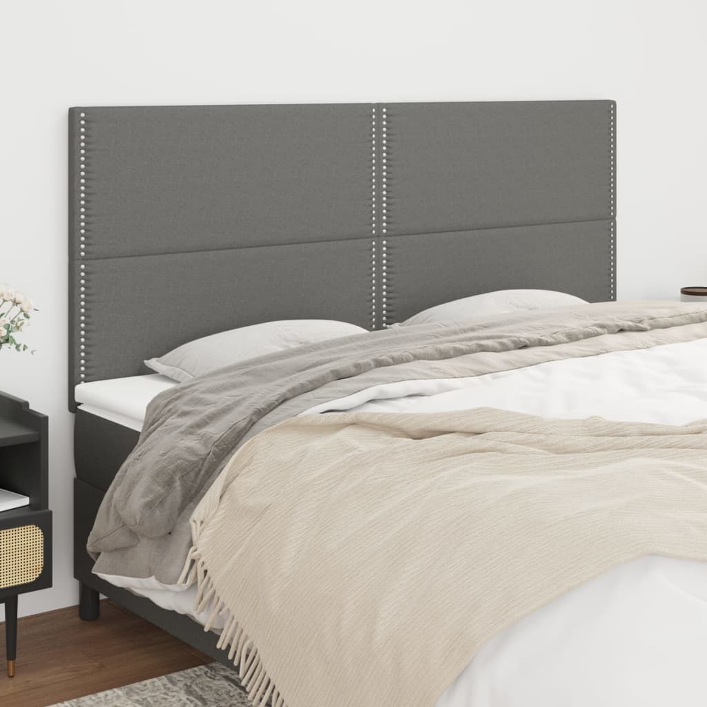Testiera 4 Pz Grigio Scuro 80x5x78/88 Cm In Tessuto