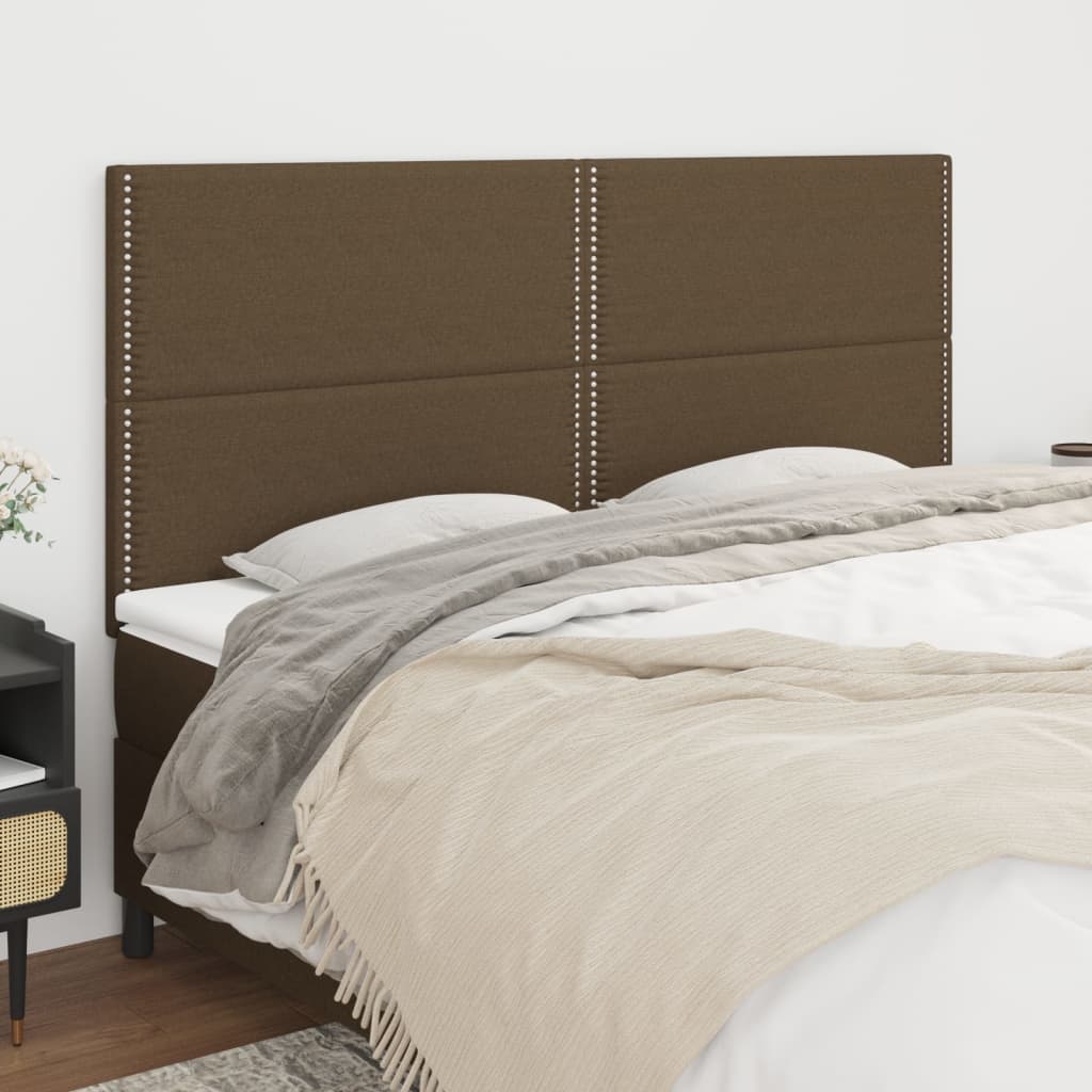 Testiera 4 Pz Marrone Scuro 90x5x78/88 Cm In Tessuto