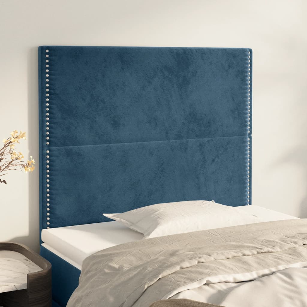 Testiera 2 Pz Blu Scuro 90x5x78/88 Cm In Velluto