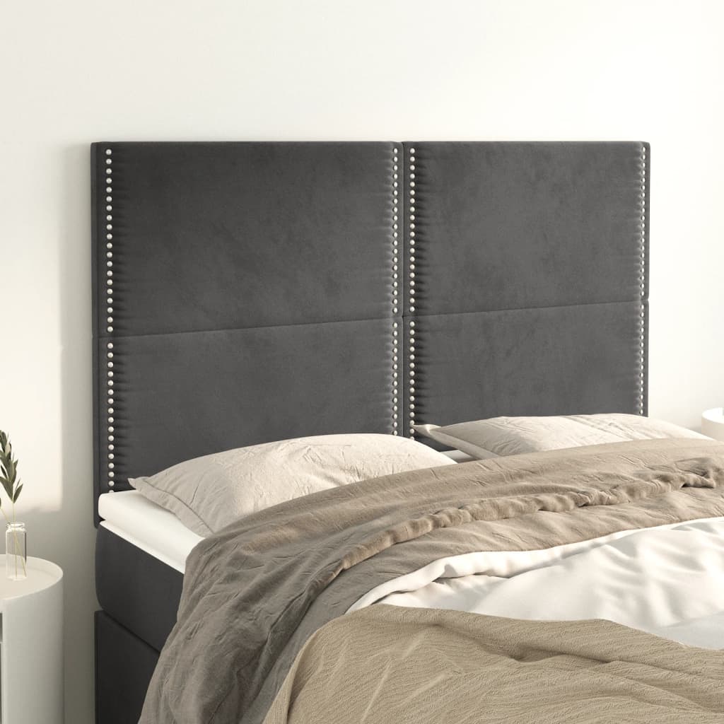 Testiere 4 Pz Grigio Scuro 72x5x78/88 Cm In Velluto
