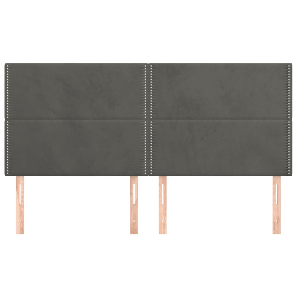 Testiera 4 Pz Grigio Scuro 90x5x78/88 Cm In Velluto - Image 3