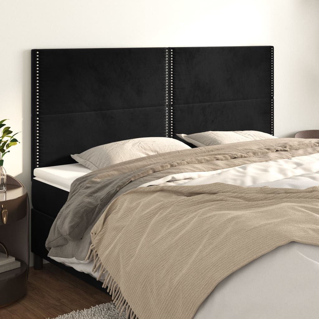 Testiera 4 Pz Nera 90x5x78/88 Cm In Velluto