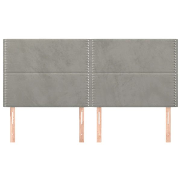 Testiere 4 Pz Grigio Chiaro 100x5x78/88 Cm In Velluto - Image 3