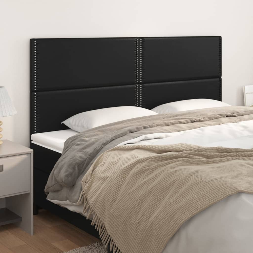 Testiera 4 Pz Nera 80x5x78/88 Cm In Similpelle