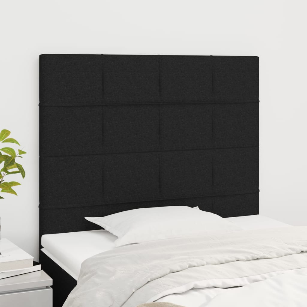 Testiera 2 Pz Nera 80x5x78/88 Cm In Tessuto