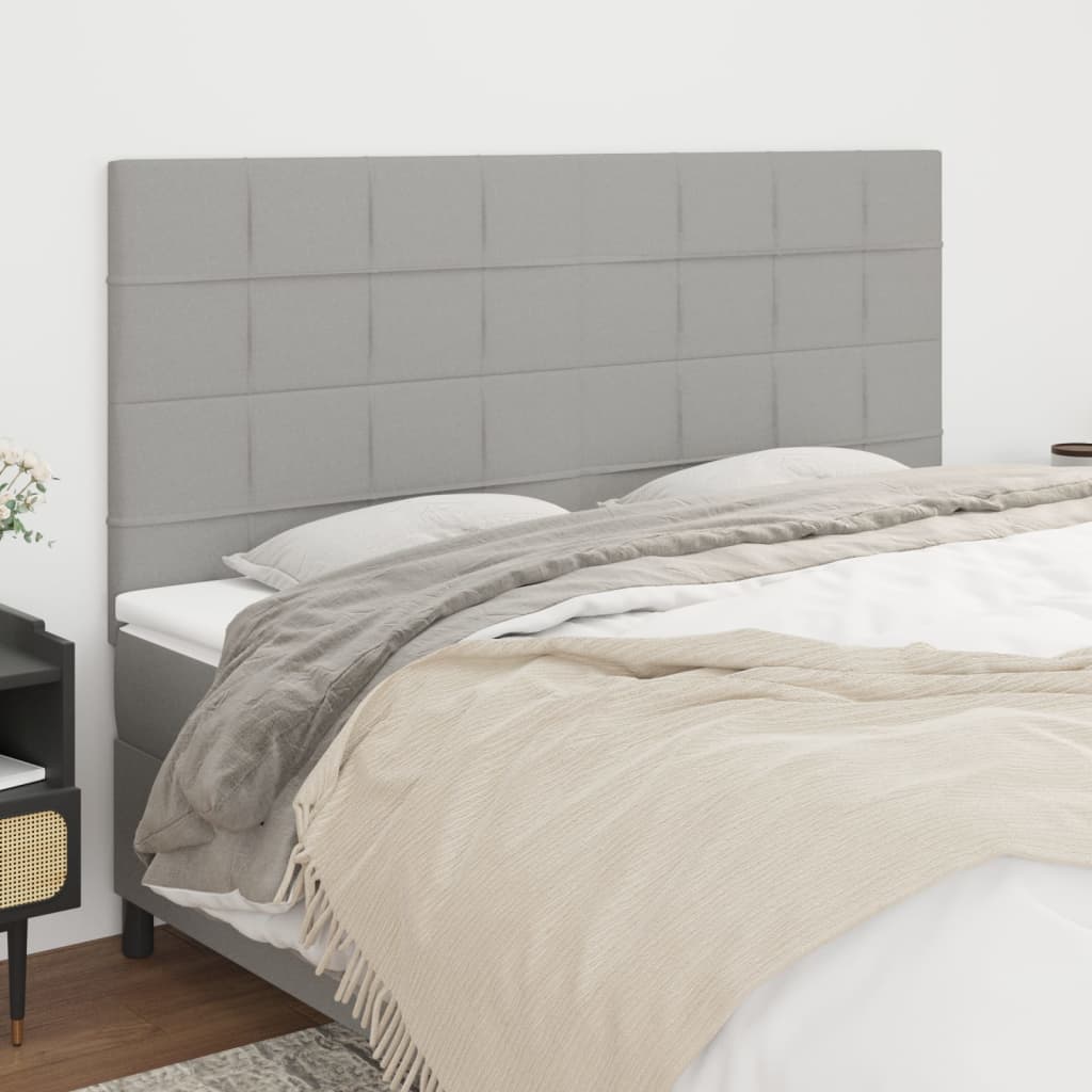 Testiera 4 Pz Grigio Chiaro 80x5x78/88 Cm In Tessuto