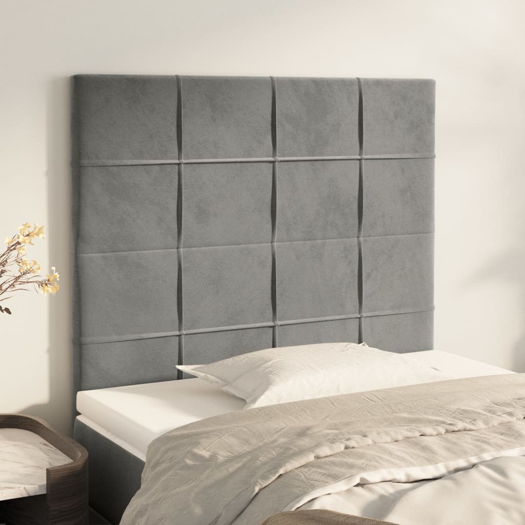 Testiera 2 Pz Grigio Chiaro 80x5x78/88 Cm In Velluto