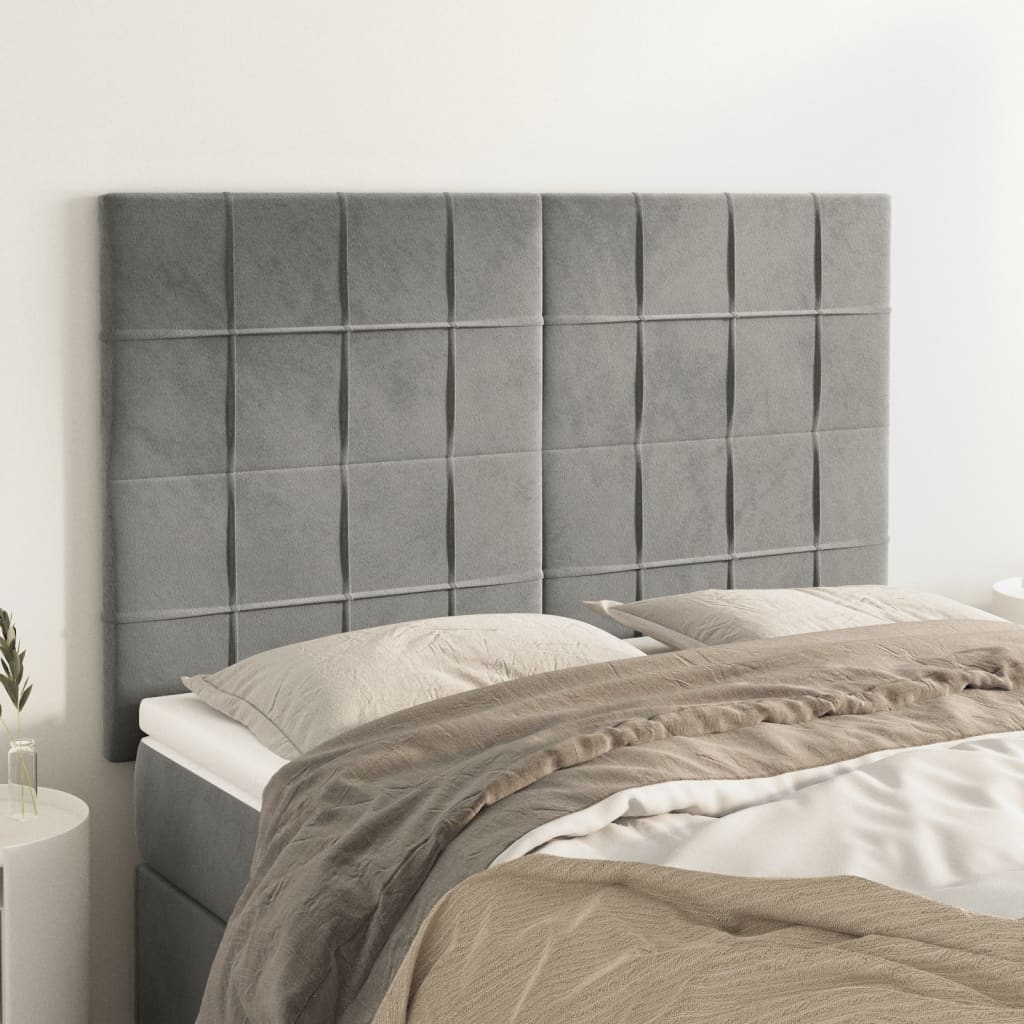 Testiere 4 Pz Grigio Chiaro 72x5x78/88 Cm In Velluto