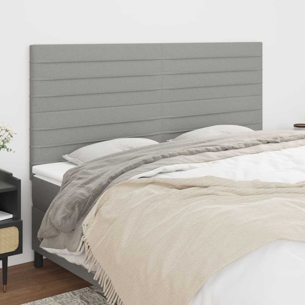 Testiera 4 Pz Grigio Chiaro 90x5x78/88 Cm In Tessuto