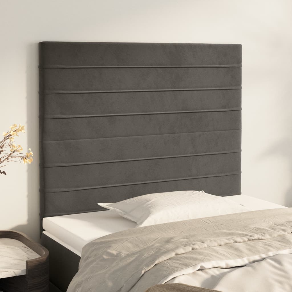Testiere 2 Pz Grigio Scuro 100x5x78/88 Cm In Velluto