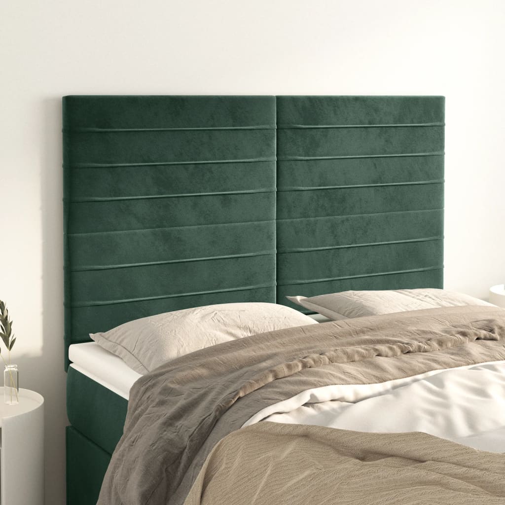 Testiere 4 Pz Verde Scuro 72x5x78/88 Cm In Velluto