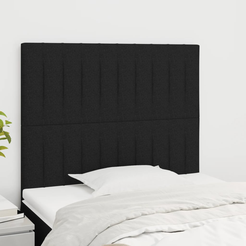 Testiera 2 Pz Nera 90x5x78/88 Cm In Tessuto
