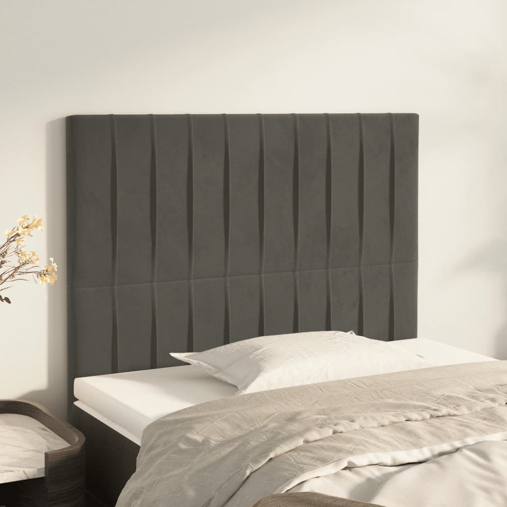 Testiera 2 Pz Grigio Scuro 80x5x78/88 Cm In Velluto