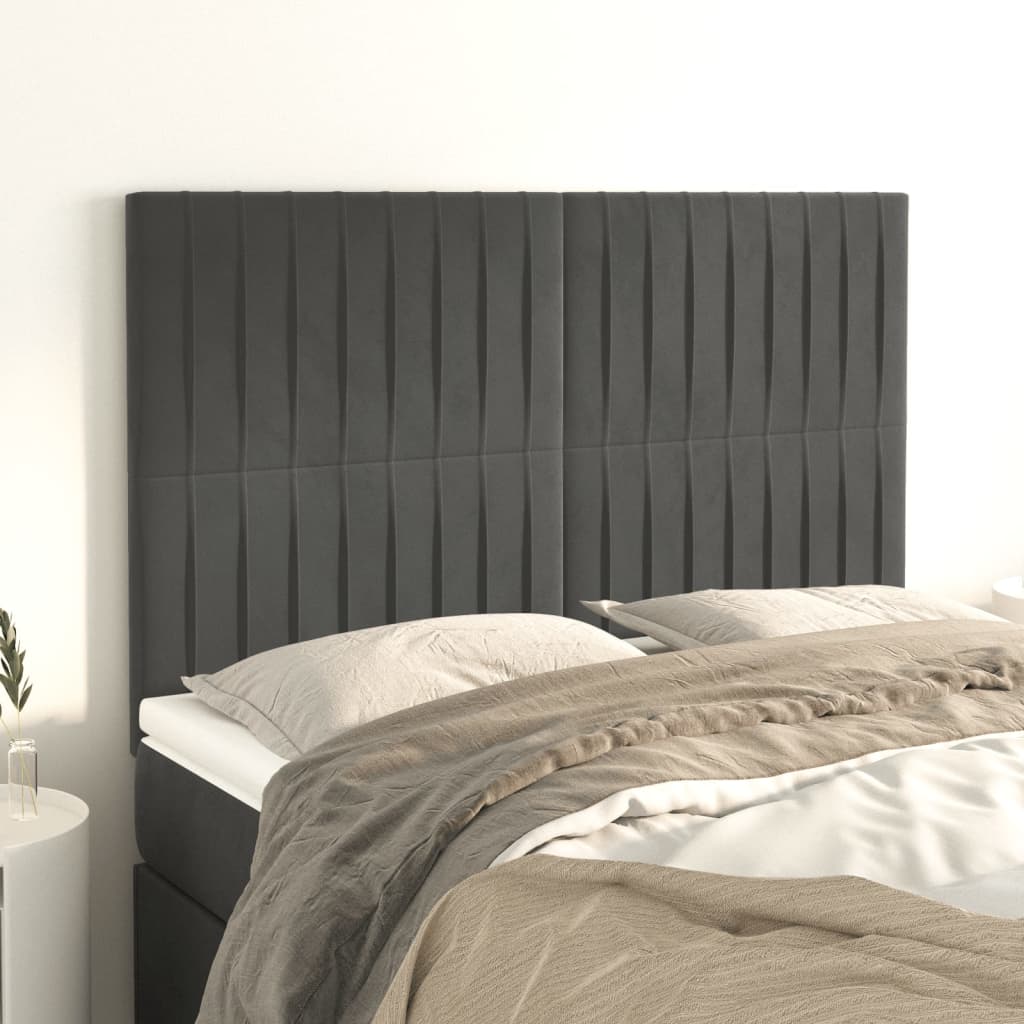 Testiere 4 Pz Grigio Scuro 72x5x78/88 Cm In Velluto