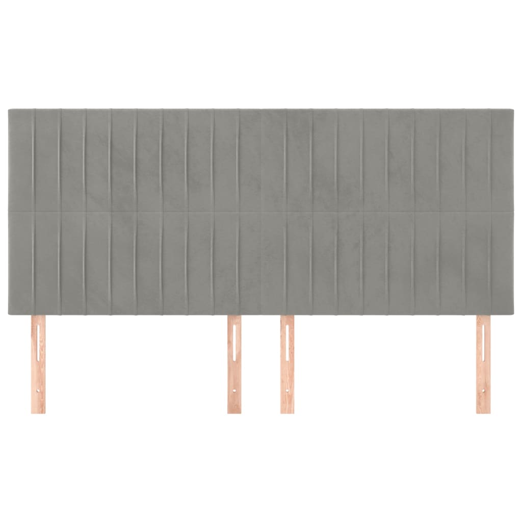 Testiera 4 Pz Grigio Chiaro 80x5x78/88 Cm In Velluto - Image 3