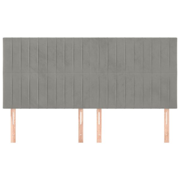Testiere 4 Pz Grigio Chiaro 100x5x78/88 Cm In Velluto - Image 3