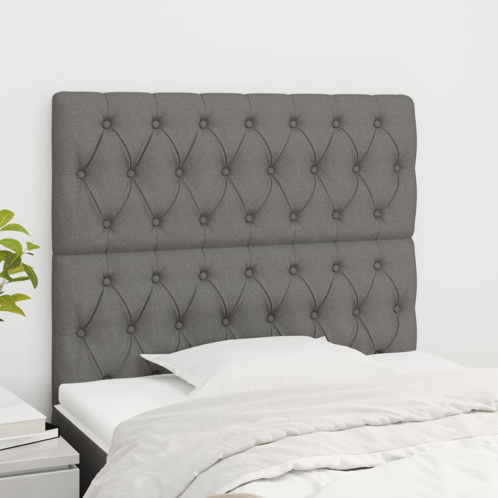Testiera 2 Pz Grigio Scuro 90x7x78/88 Cm In Tessuto