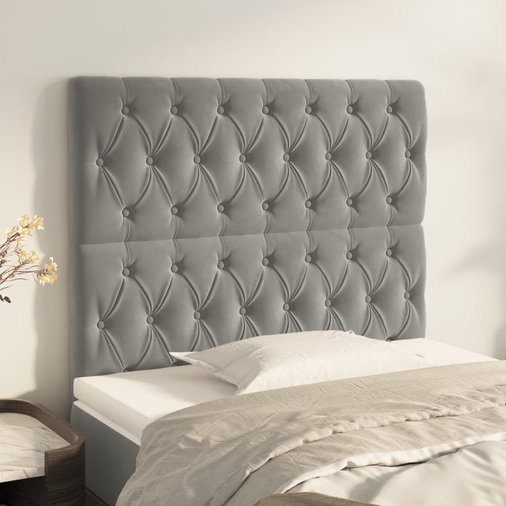 Testiera 2 Pz Grigio Chiaro 90 X 7 X 78/88 Cm In Velluto