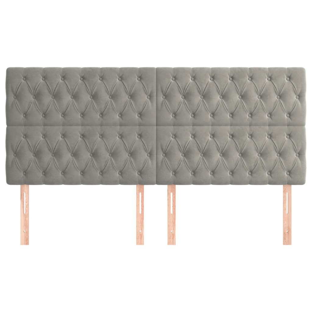 Testiera 4 Pz Grigio Chiaro 90 X 7 X 78/88 Cm In Velluto - Image 3
