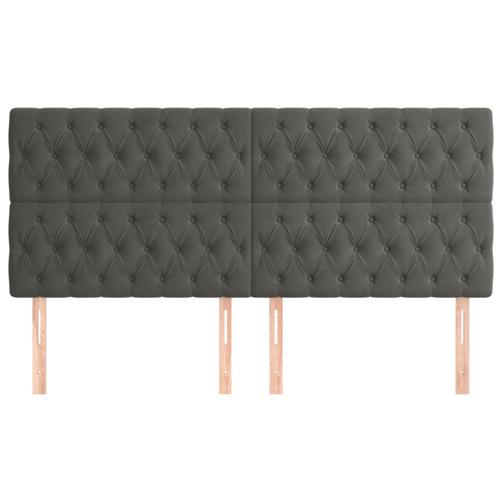 Testiera 4 Pz Grigio Scuro 90 X 7 X 78/88 Cm In Velluto - Image 3