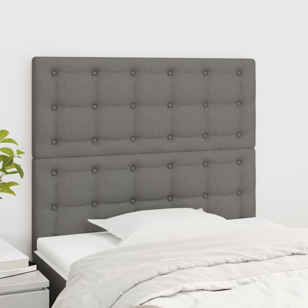 Testiera 2 Pz Grigio Scuro 80x5x78/88 Cm In Tessuto