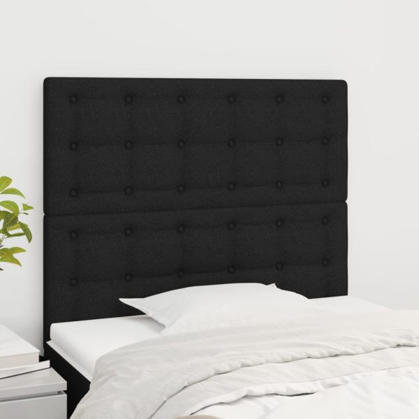 Testiera 2 Pz Nera 90x5x78/88 Cm In Tessuto