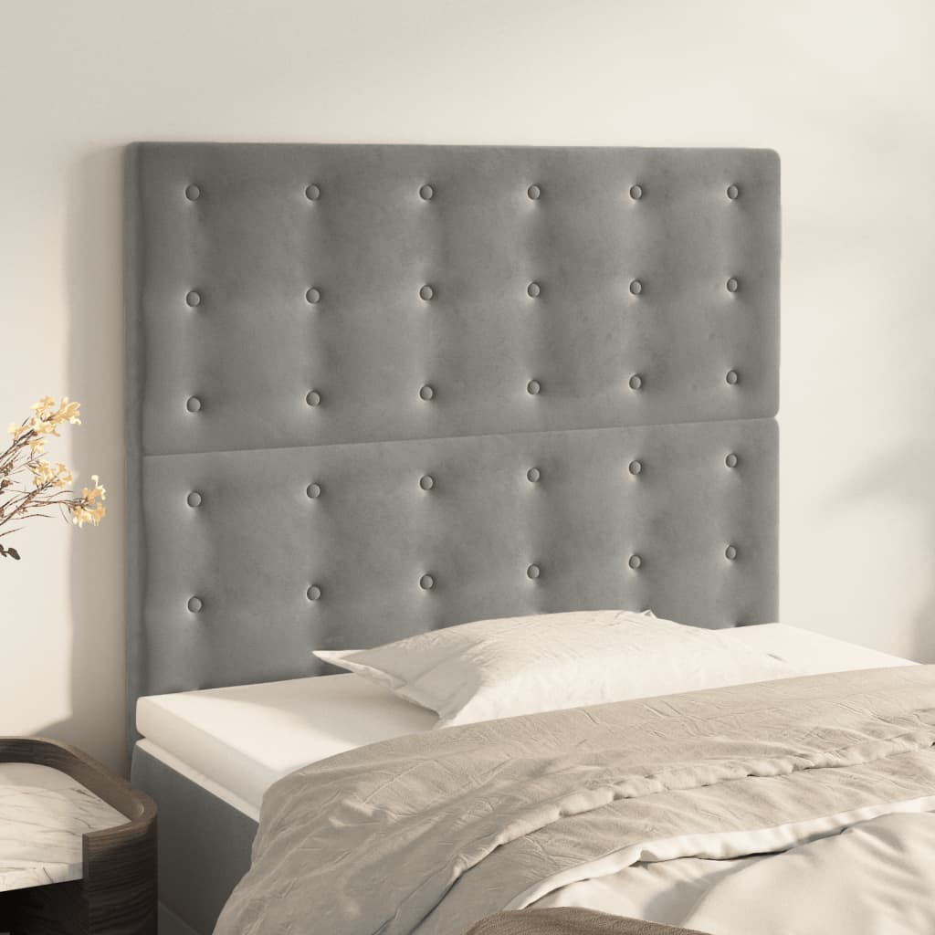 Testiera 2 Pz Grigio Chiaro 90x5x78/88 Cm In Velluto