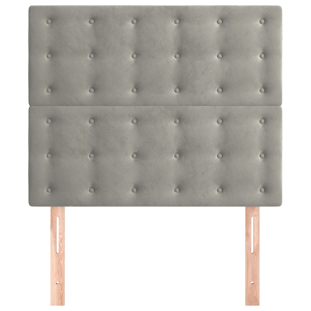 Testiera 2 Pz Grigio Chiaro 90x5x78/88 Cm In Velluto - Image 3