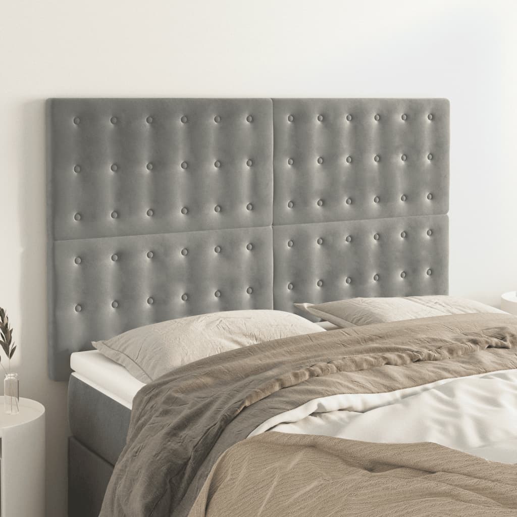Testiere 4 Pz Grigio Chiaro 72x5x78/88 Cm In Velluto