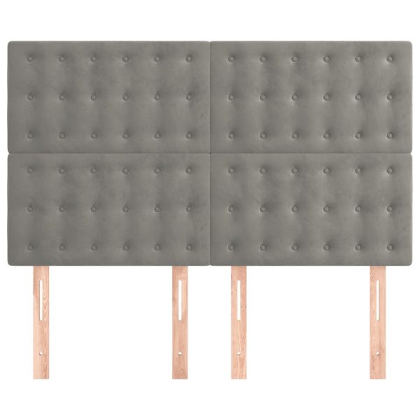 Testiere 4 Pz Grigio Chiaro 72x5x78/88 Cm In Velluto - Image 3
