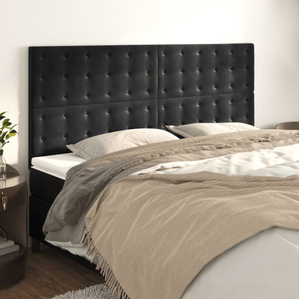 Testiera 4 Pz Nera 90x5x78/88 Cm In Velluto