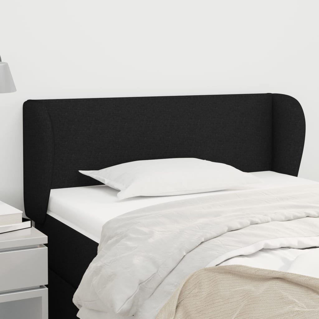 Testiera Ad Orecchio Nera 93x23x78/88 Cm In Tessuto