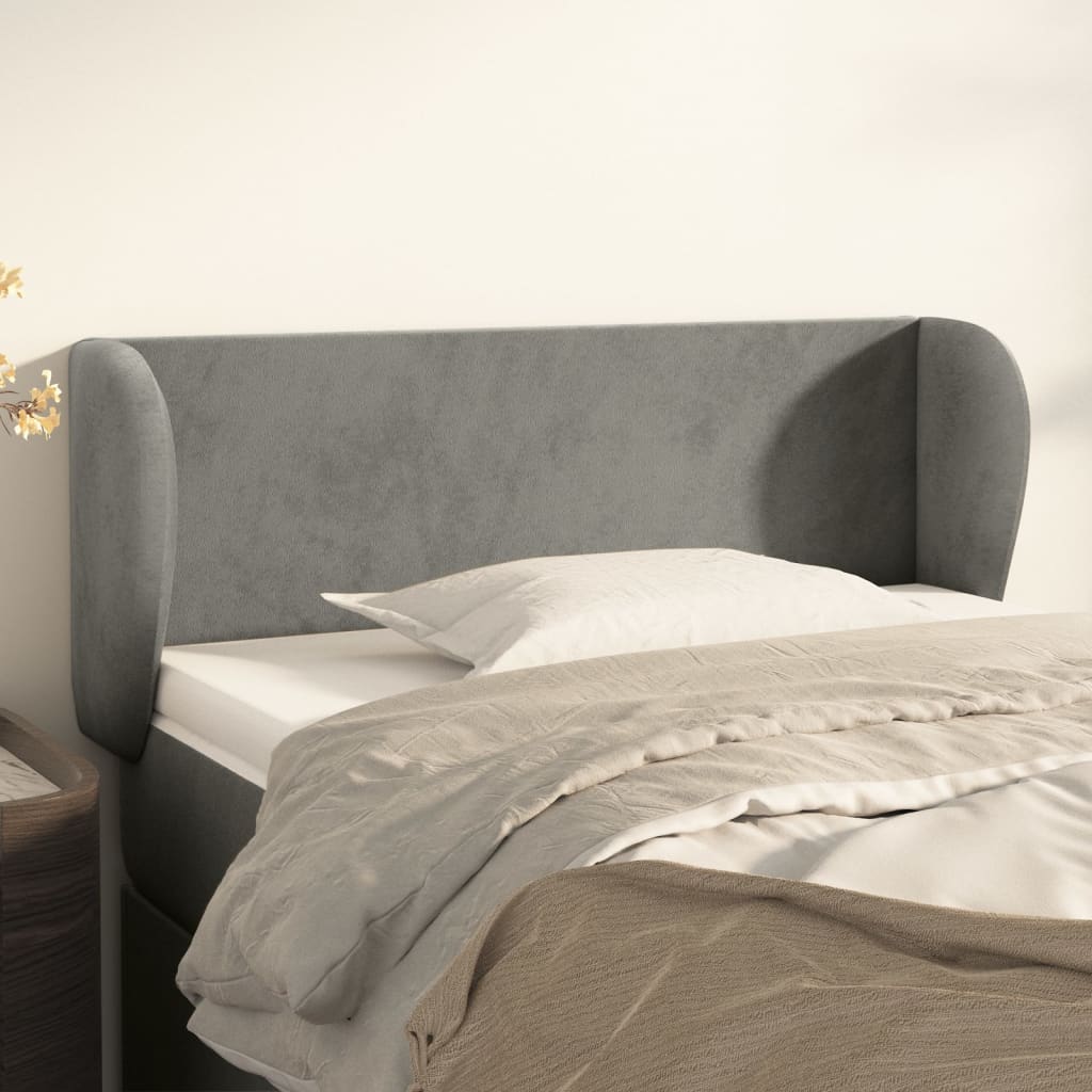 Testiera Ad Orecchio Grigio Chiaro 93x23x78/88 Cm In Velluto