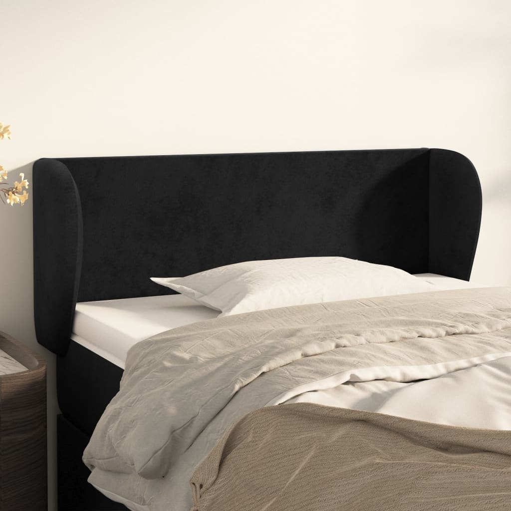 Testiera Ad Orecchio Nera 103x23x78/88 Cm In Velluto