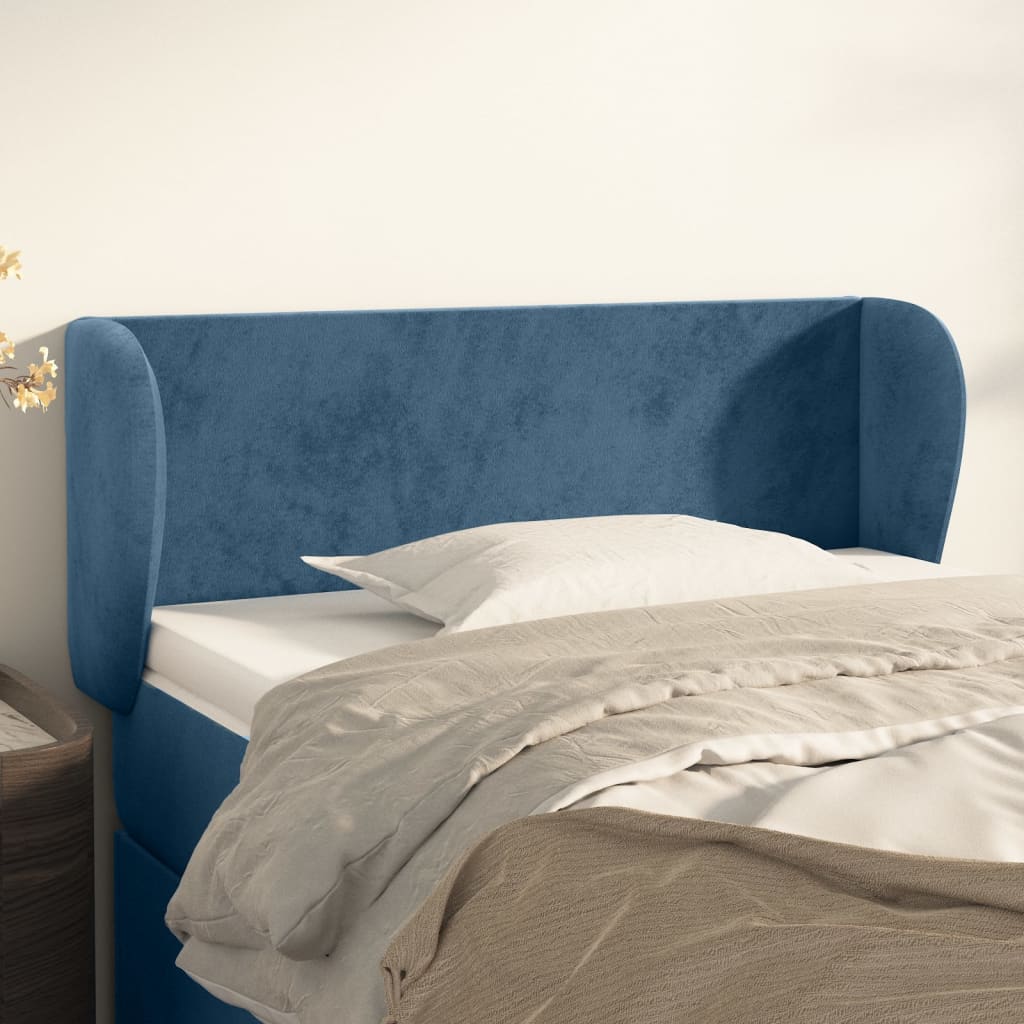 Testiera Ad Orecchio Blu Scuro 103x23x78/88 Cm In Velluto