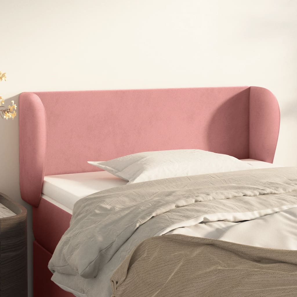 Testiera Ad Orecchio Rosa 103x23x78/88 Cm In Velluto