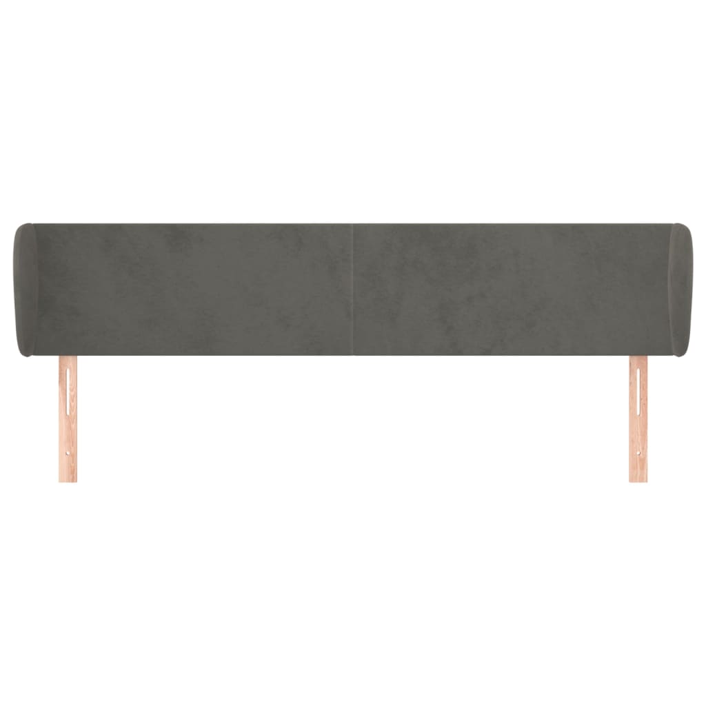 Testiera Ad Orecchio Grigio Scuro 203x23x78/88 Cm In Velluto - Image 3