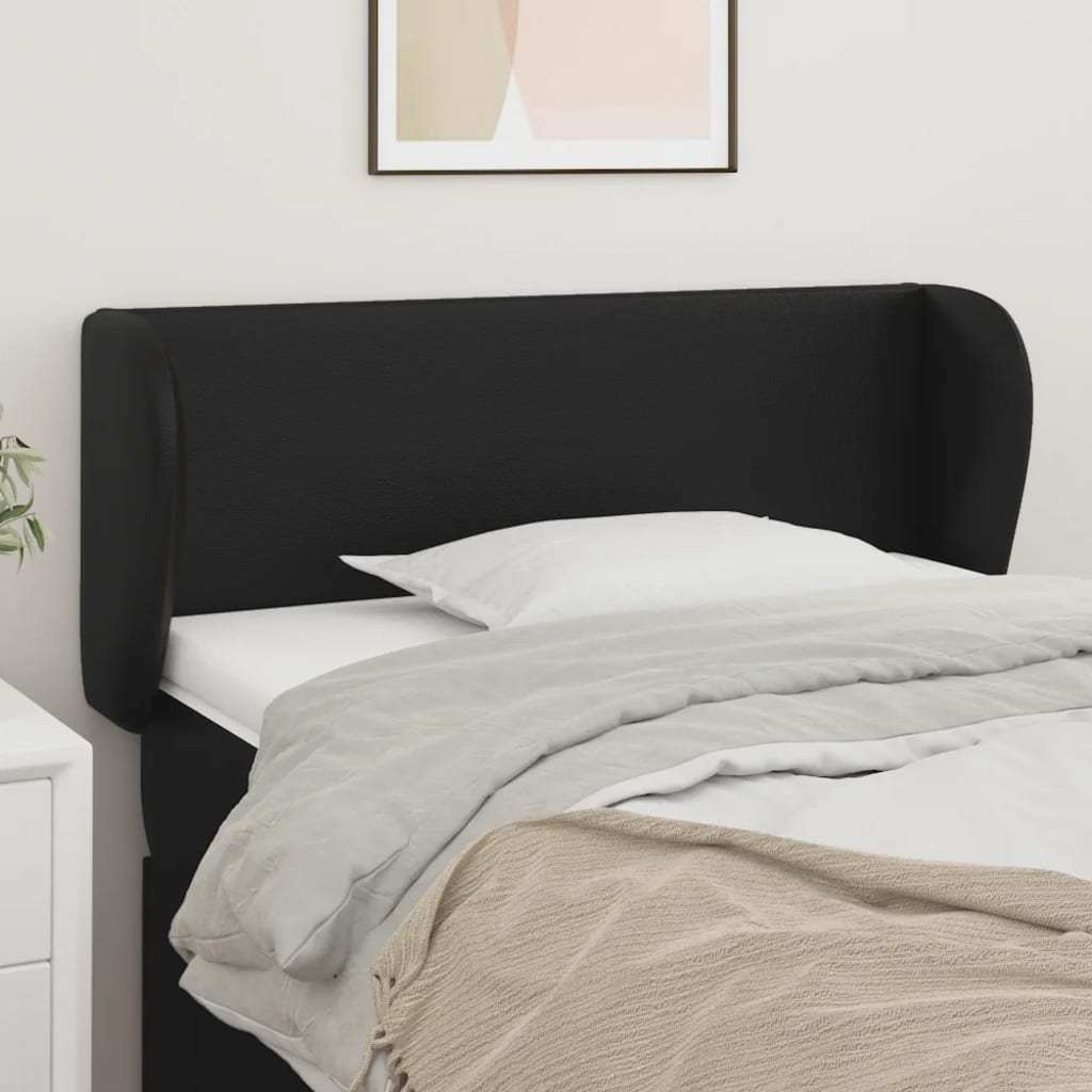Testiera Ad Orecchio Nera 103x23x78/88 Cm In Similpelle