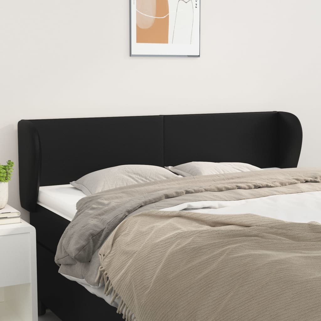 Testiera Ad Orecchio Nera 147x23x78/88 Cm In Similpelle