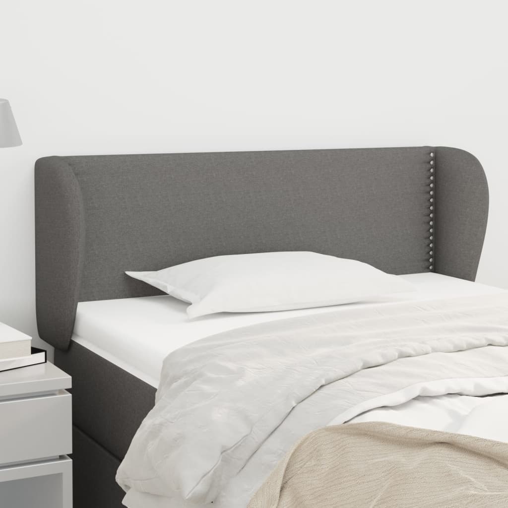 Testiera Ad Orecchio Grigio Scuro 93x23x78/88 Cm In Tessuto