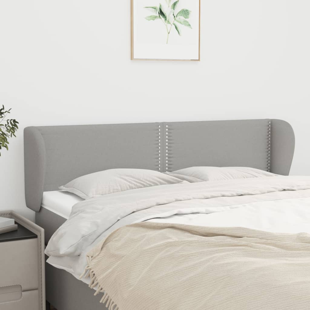 Testiera Ad Orecchio Grigio Chiaro 147x23x78/88 Cm In Tessuto
