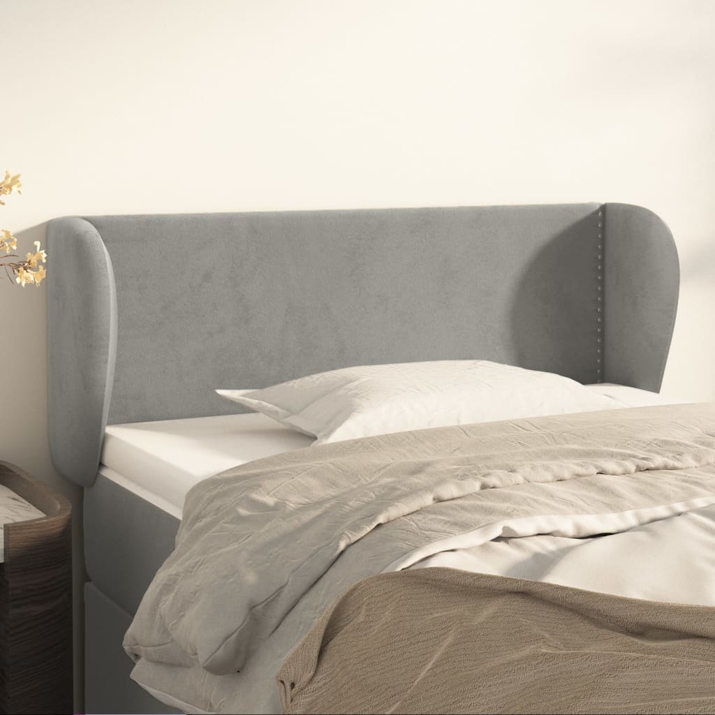 Testiera Ad Orecchio Grigio Chiaro 83x23x78/88 Cm In Velluto