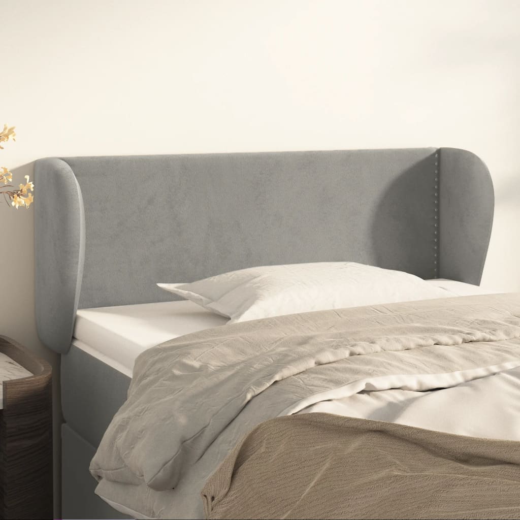 Testiera Ad Orecchio Grigio Chiaro 93x23x78/88 Cm In Velluto