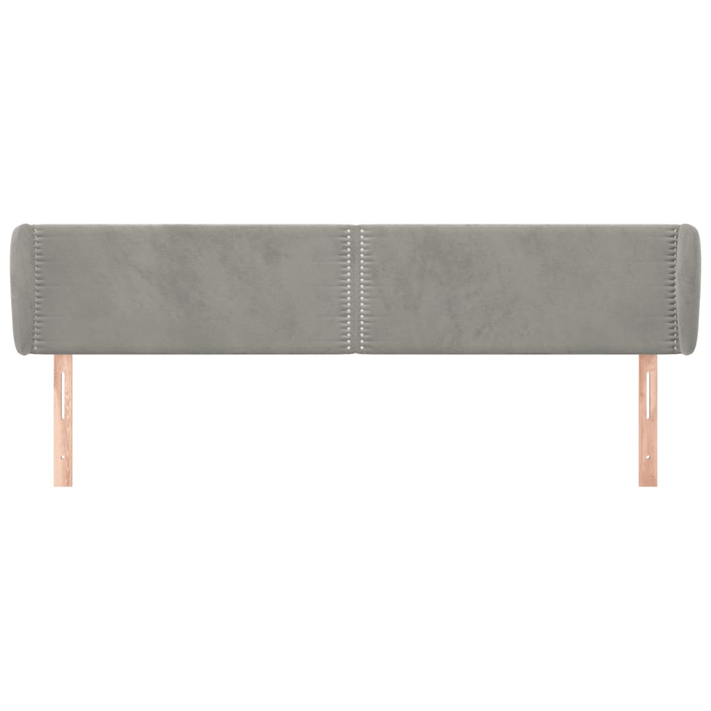 Testiera Ad Orecchio Grigio Chiaro 183x23x78/88 Cm In Velluto - Image 3