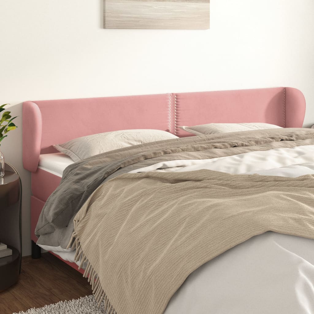 Testiera Ad Orecchio Rosa 183x23x78/88 Cm In Velluto