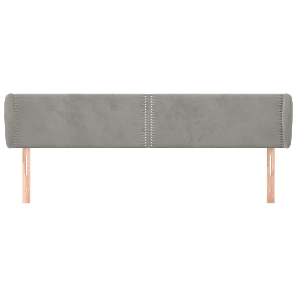 Testiera Ad Orecchio Grigio Chiaro 203x23x78/88 Cm In Velluto - Image 3