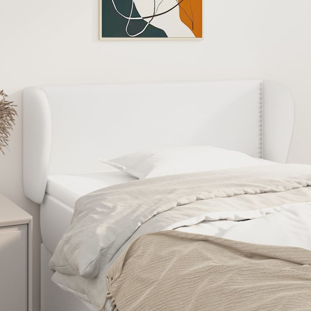Testiera Ad Orecchio Bianca 83x23x78/88 Cm In Similpelle