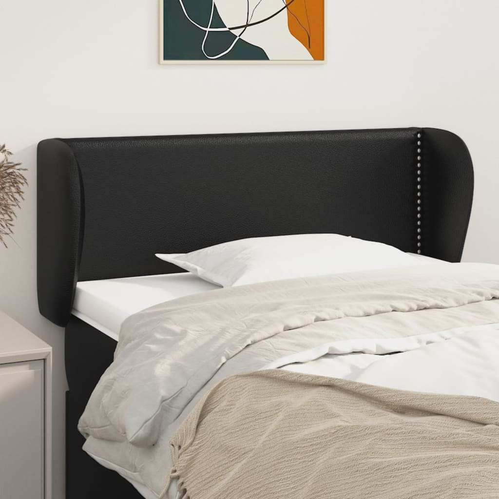 Testiera Ad Orecchio Nera 103x23x78/88 Cm In Similpelle