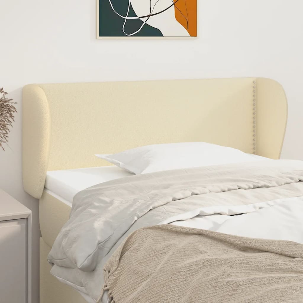 Testiera Ad Orecchio Crema 103x23x78/88 Cm In Similpelle